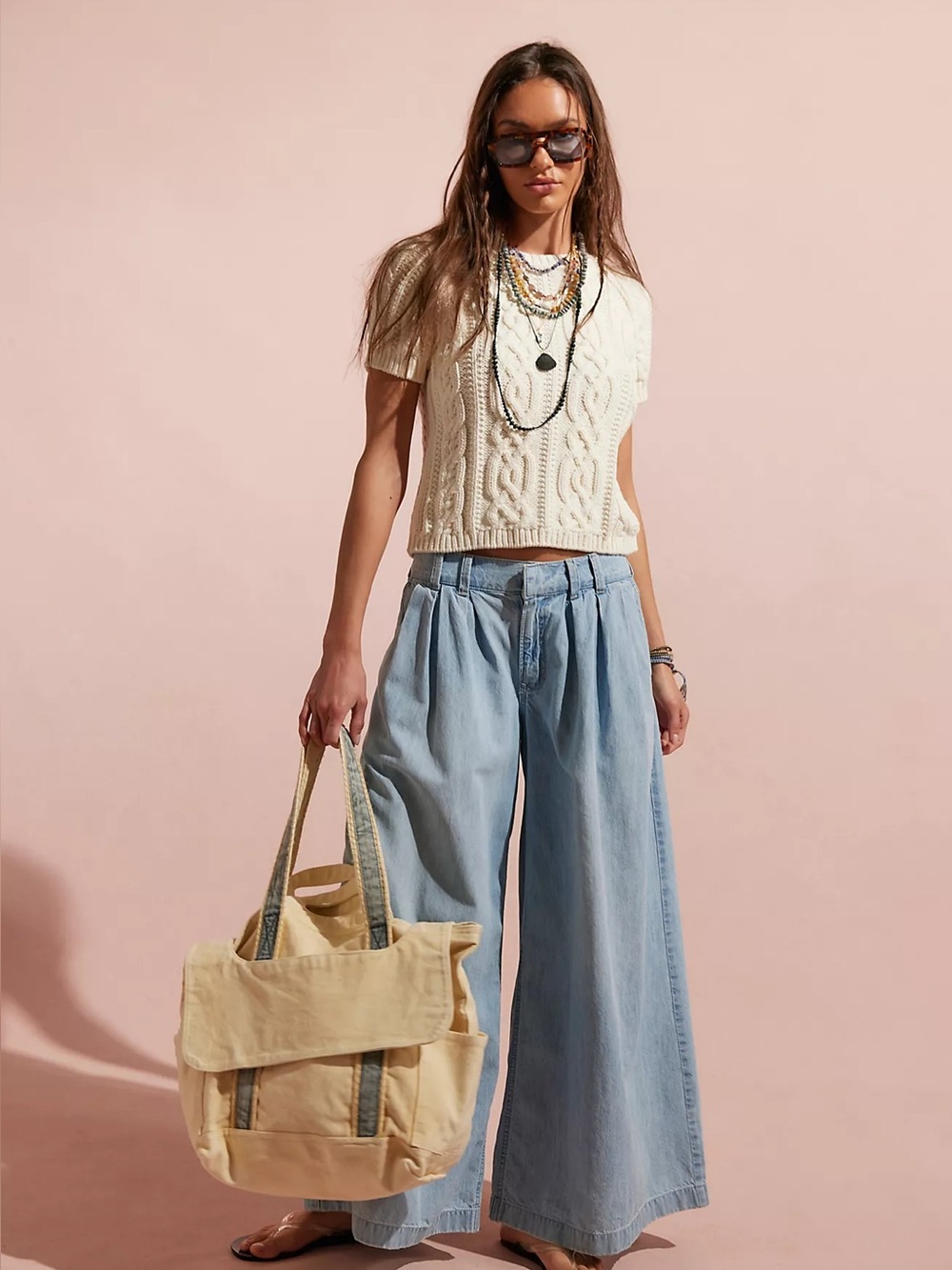 NWT Free People Cordes Canvas Tote Natural
Cream Contrast Stripe Bag